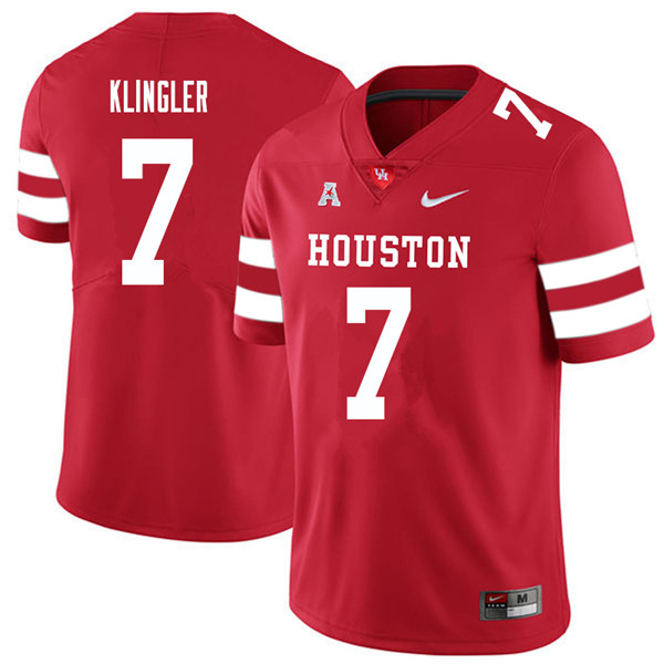 2018 Men #7 David Klingler Houston Cougars College Football Jerseys Sale-Red